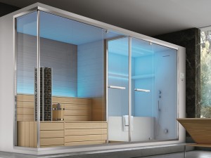 Hafro Olimpo baño turco angular con sauna, ducha y bañera integrada. cod. SET60021-1D009